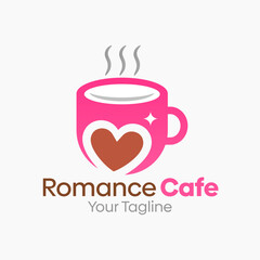 Romance Cafe Logo Vector Template Design. Good for Business, Start up, Agency, and Organization