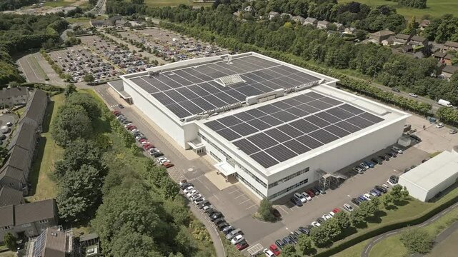 Solar panels on industrial building 


























Solar panels on industrial building roof, Lancashire, England