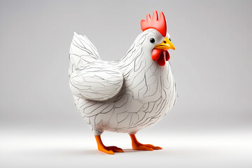 Cartoon Hen With Cracked Pattern