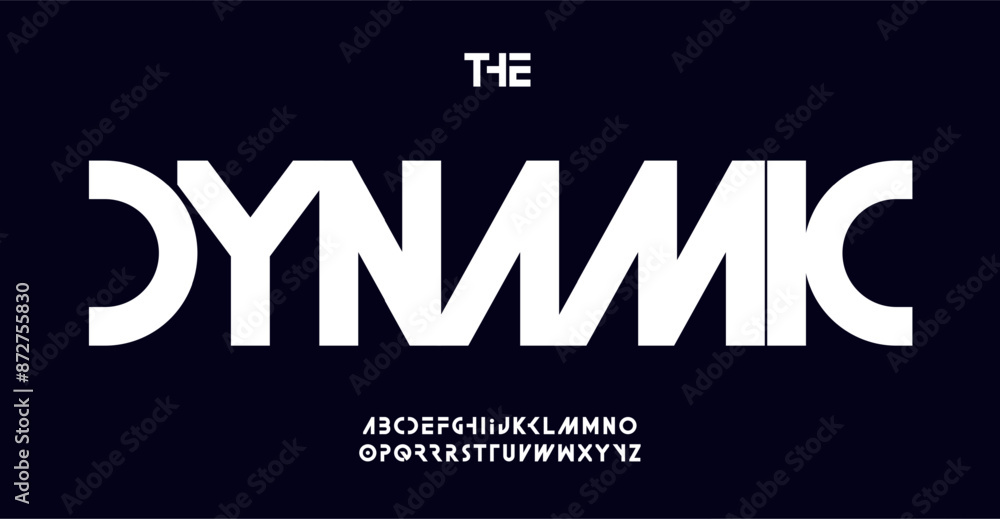 Aufkleber Dynamic futuristic typography font design. Sleek modern minimal letters with cutouts for tech logos, EDM posters, cyberpunk themes, racing sports brands. Contemporary typographic. Vector typeset