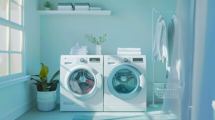 Modern Laundry Room with White Appliances