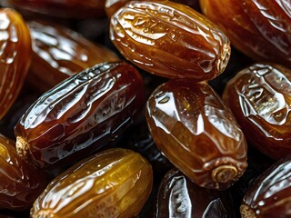 dates close up. date palm background. Date palm on a traditional craftsman market.Horizontal image.