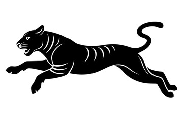 Obraz premium black panther vector , tiger vector illustration, goat silhouette, animal silhouette isolated vector Illustration, png, Funny cute lion, Jumping cartoon Pats