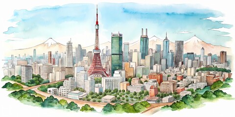 Obraz premium Tokyo Japan Skyline Aerial View