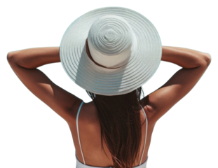 PNG Woman wearing white hat summer beach adult.