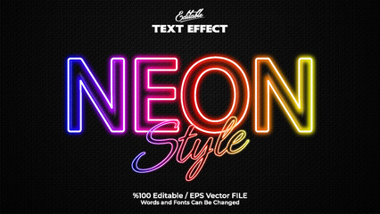A Neon Future text effect made on a black background, colorful and fully customizable and editable with its font, colors, and neon style text.