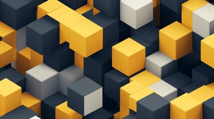 Obraz premium Abstract Background of Yellow, Gray, and Black Cubes