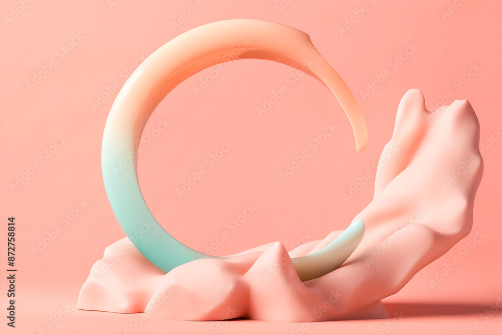 Poster abstract 3d render of a curved shape on a pink background