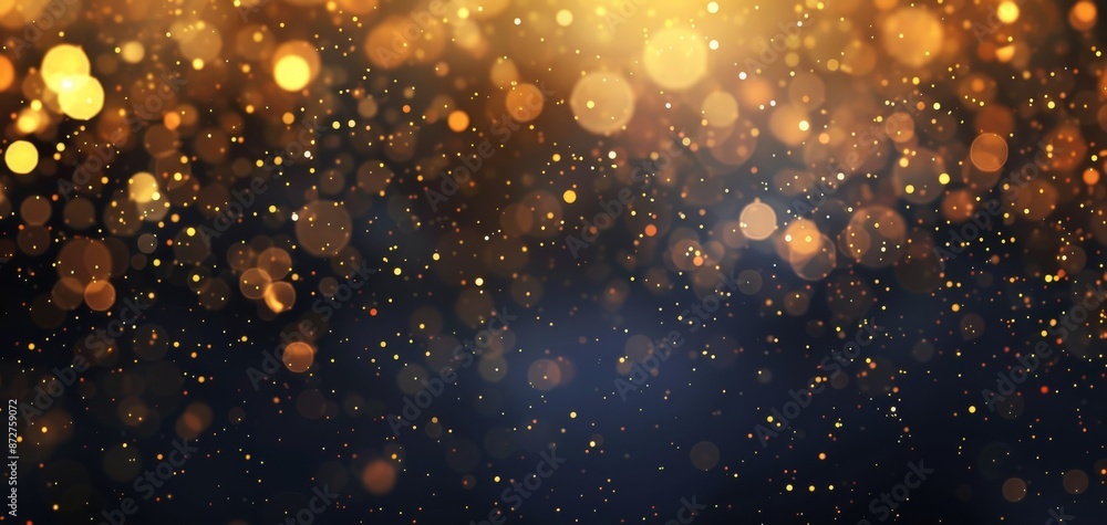 Aufkleber elegant golden bokeh background with shimmering light particles in a dark atmosphere