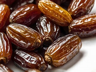 dates close up. date palm background. Date palm on a traditional craftsman market.Horizontal image.