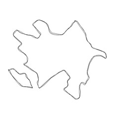 Azerbaijan country simplified map.Thin triple pencil sketch outline isolated on white background. Simple vector icon
