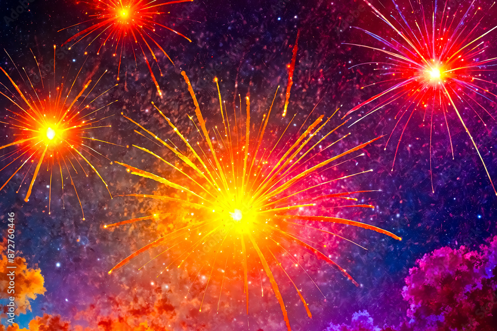 Canvas Prints Fireworks Exploding In The Night Sky