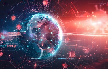 Obraz premium Global Pandemic Network: Earth & Virus