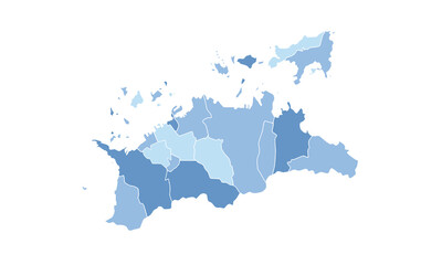 Map of Kagawa isolated blue tone color style.Map of Japan.for website layouts, background, education, precise, customizable, Travel worldwide, map silhouette backdrop, earth geography, political.
