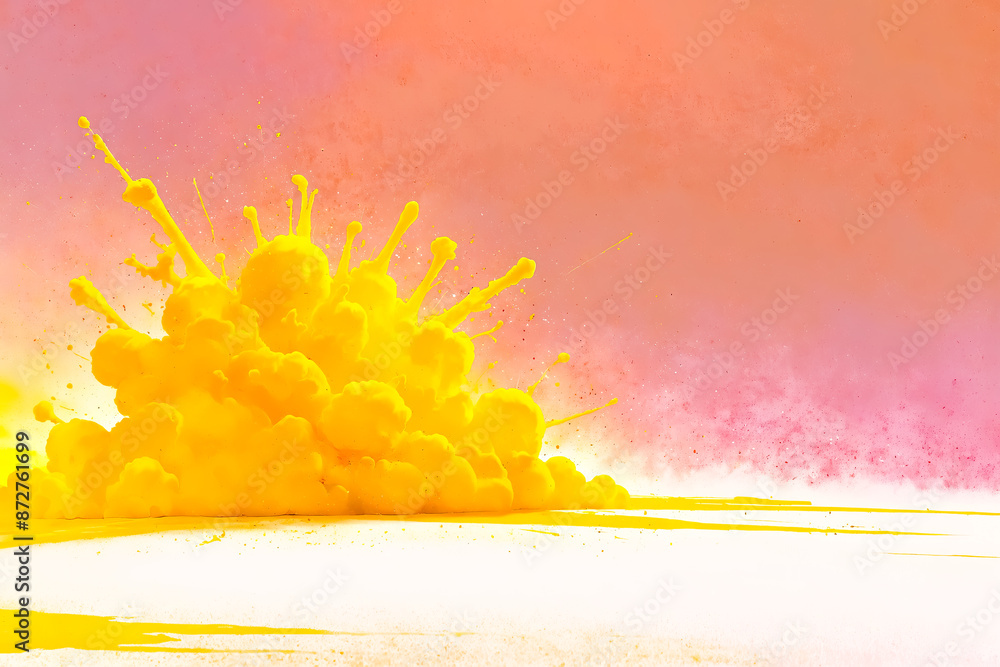 Wall mural Abstract Yellow Explosion on Pink Background