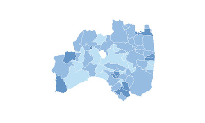 Map of Fukushima isolated blue tone color style.Map of Japan.for website layouts, background, education, precise, customizable, Travel worldwide, map silhouette backdrop, earth geography, political.