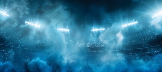 Blue Stadium Lights and Smoke Background