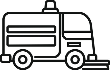 Simple icon of a street cleaning machine scrubbing the city sidewalk