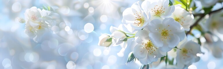 Delicate White Rose Blossoms Springtime