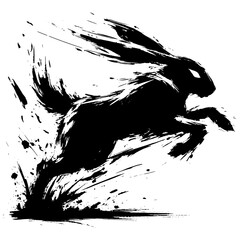 Obraz premium Rabbit, hare in illustration in brush stroke painting
