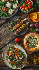 Fototapeta premium Top view of indian vegetable food or meal