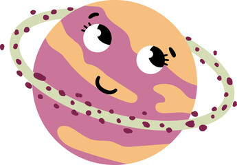 Planet Uranus with eyes and a smile. Kawaii © Helga KOV