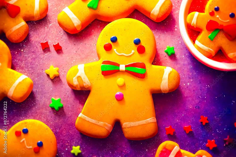 Poster Gingerbread Man on a Purple Background