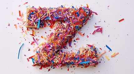 Colored pencil shavings crafted into a letter Z for design purposes