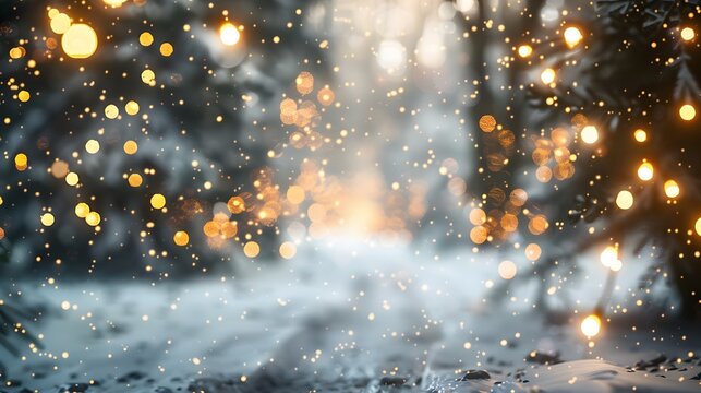 Blurred Winter Wonderland with Lights