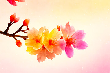 Delicate Pink and Yellow Flowers on a Soft Blurred Background
