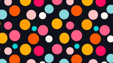 Abstract Colorful Polka Dot Pattern On Black Background