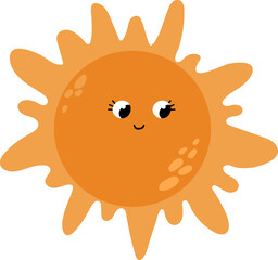Obraz premium Sunshine with eyes and a smile. Kawaii