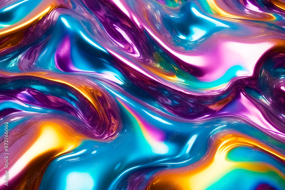 Poster Abstract Liquid Swirls with Iridescent Colors