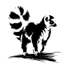 Obraz premium lemur; monkey in illustration in brush stroke painting