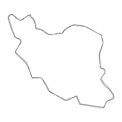Iran country simplified map.Thin triple pencil sketch outline isolated on white background. Simple vector icon