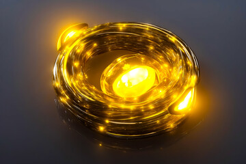 Abstract Golden Sphere with Glowing Lines