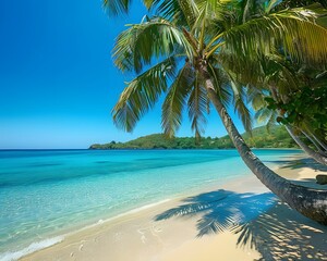Tropical Beach Paradise with Palm Trees