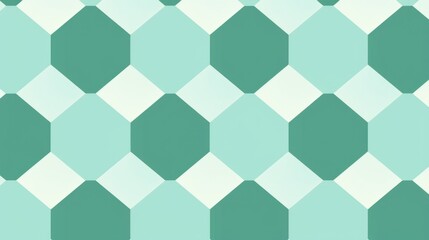 Abstract Geometric Pattern With Green and White Octagons, retro style illustration