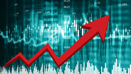 Stock market trading graph analysis. forex graph stock market graph chart.3d illustration