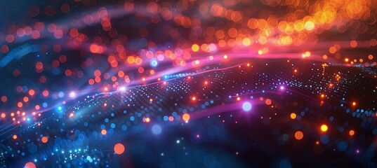 Abstract Technology Background with Illuminated Fiber Optic Network Connections