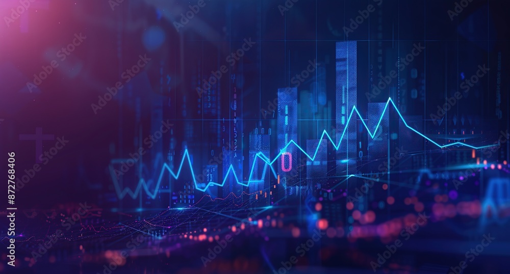 Poster digital cityscape with dynamic data visualization