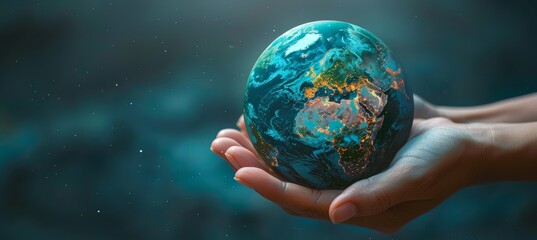 Woman Hand Holding Earth for Save Planet and Sustainable Living Concept