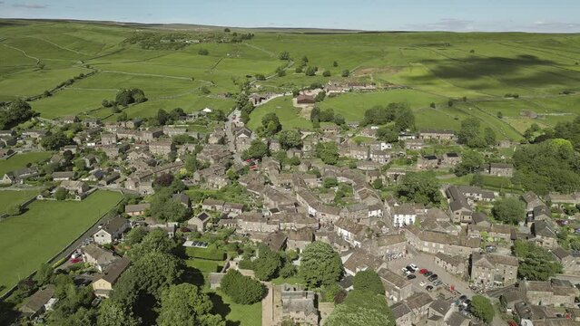 Aerial view of Grassington, Yorkshire Dales National park, England