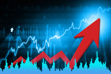 Stock market trading graph analysis. forex graph stock market graph chart.3d illustration