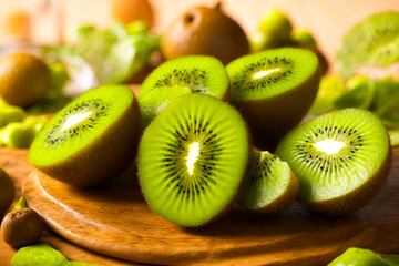 Close-up of Sliced Kiwi Fruit