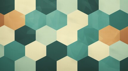 Abstract Geometric Pattern With Teal, Yellow, and Green Hexagons, background