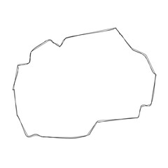 North Macedonia country simplified map.Thin triple pencil sketch outline isolated on white background. Simple vector icon