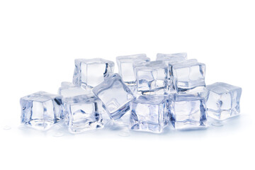 Obraz premium Pile of ice cubes isolated on white background, Artificial acrylic ice cubes