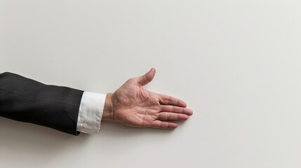 Fototapeta premium Businessman s hand on a white backdrop