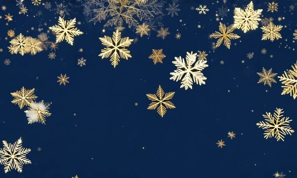 Christmas background with snowflakes and gold sequins